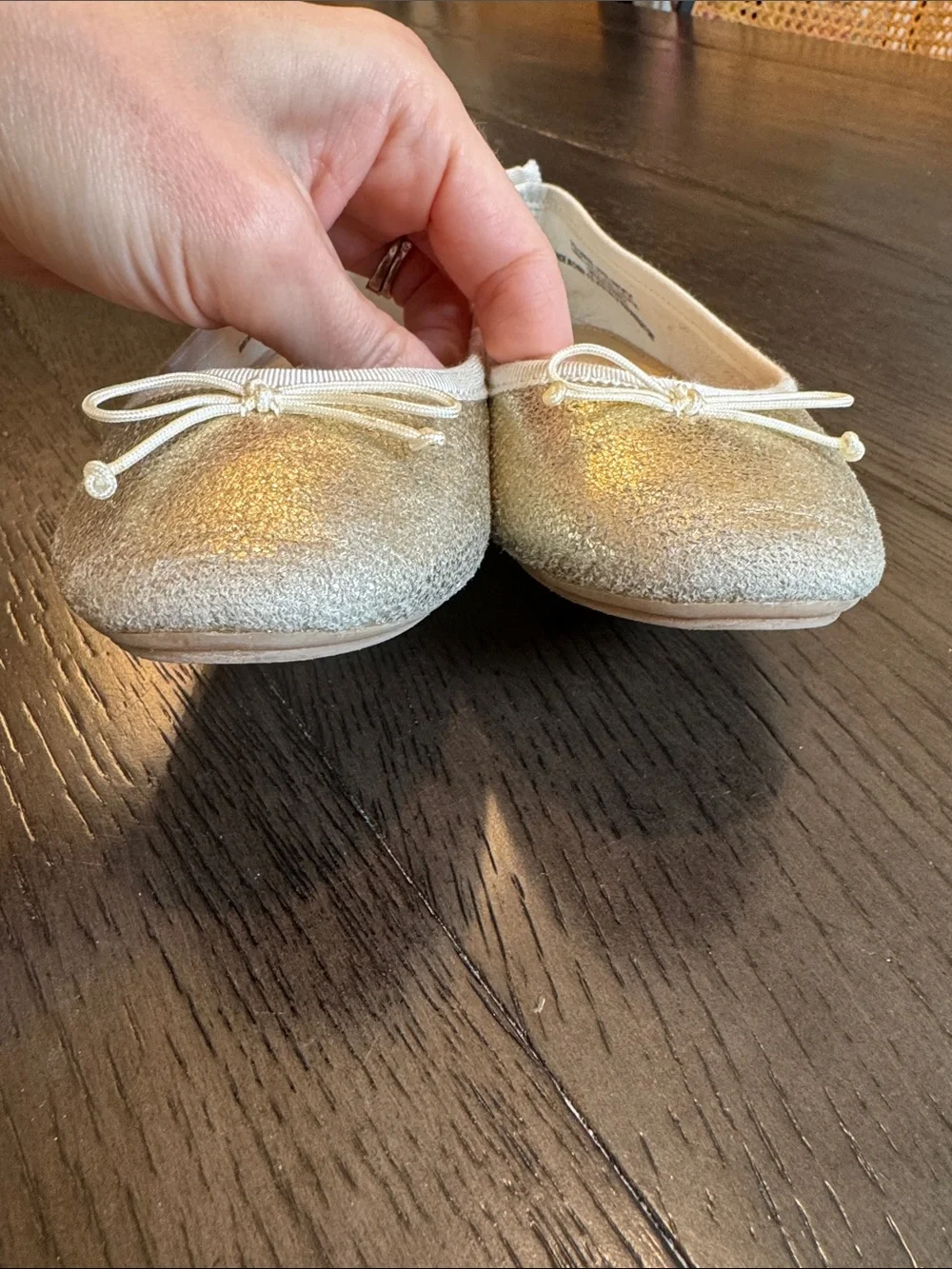 J. Crew Girls Glitter Ballet Flats in Champagne Gold